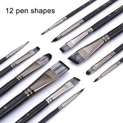 Professional Paint Brush Flat/Oblique/Round Tip for Artist Student Kid Adult