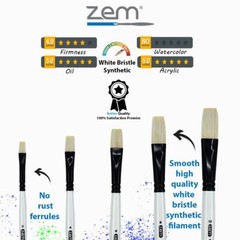 AS-234 White Bristle Synthetic Flats Brush Set 5 pcs