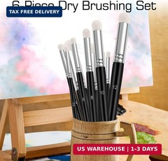 6 Different Sizes Dry Brush Set,Professional Art and Advanced Acrylic Paint Brus