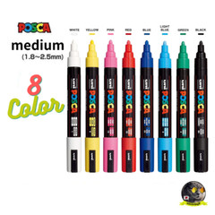 UNI POSCA Paint Markers Medium Point Marker Tips PC-5M Assorted Ink 8 Color set