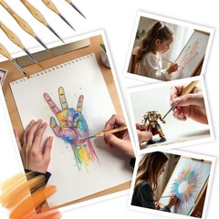 6Pcs Miniature Paint Brushes Set with Triangular Handles – for 6PCS, Wooden