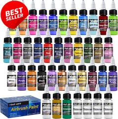 Airbrush Paint Set 36 Colors w 4 Thinners Acrylic 40 Bottles – US