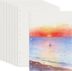 Versatile 12-Pack Watercolor Paper, 8.5″x5.5″ – Perfect for Students & Hobbyists