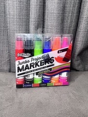 Jumbo Artskills Project Markers Black Blue Red Neon Lot Tested