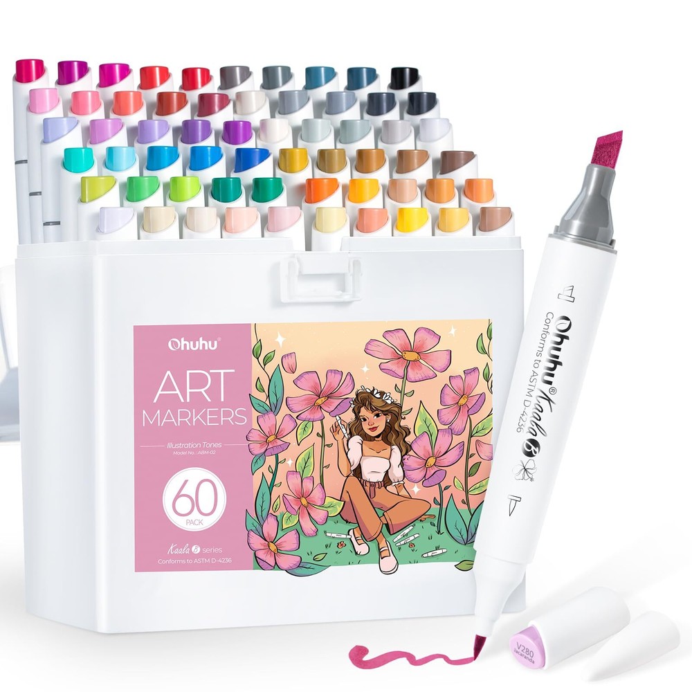 Ohuhu Illustration Marker Mini Brush Bold 60color Set Alcohol Kaala B series