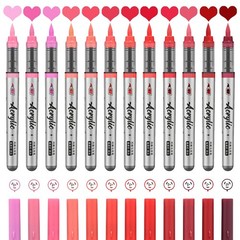 Red Acrylic Paint Pens,12 Color Paint Pen Markers,Brush Tip Paint Pens for Ro…