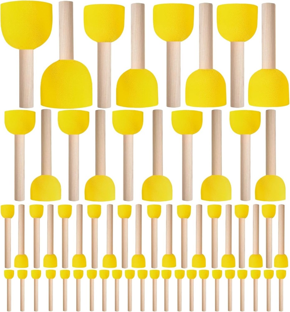 60 Pcs Round Paint Sponges Set, 5 Sizes Sponge Brushes for Painting, Sponge P…
