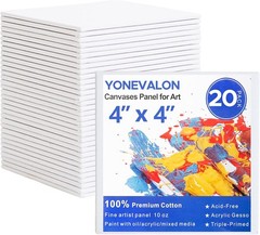 20 Pack Mini Canvas for Painting 4×4 Inch Blank Boards Cotton Gesso Primed Art