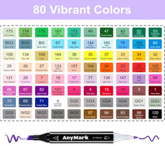 Alcohol Markers, 80 Colors Dual Tip Art Coloring Markers Set