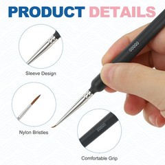 5 Pcs Detail Paint Brushes 5.5mm-11mm Pointed Tip (00000/000/00/0/1), Black