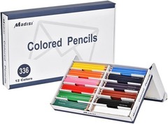 336 Assorted Pre-Sharpened Colored Pencils Bulk Pack Kid Safe 12 Colors