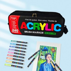 Youqiwj 240 Colors Bag Acrylic Paint Markers Set Soft Flexible Brush Markers
