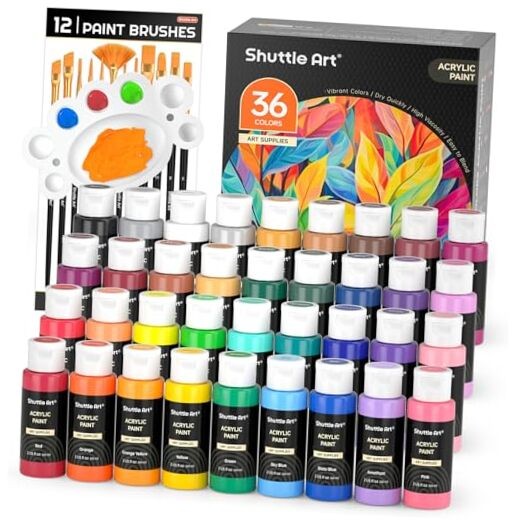 Acrylic Paint Set Acrylic Paint with Brushes & 2 Fl Oz (Pack of 36) 36 Colors