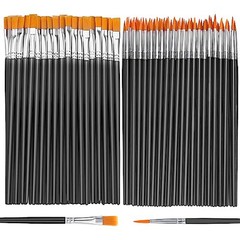 Small Paint Brushes Bulk,110 Pcs Nylon Hair Paint Brushes with Flat and Round