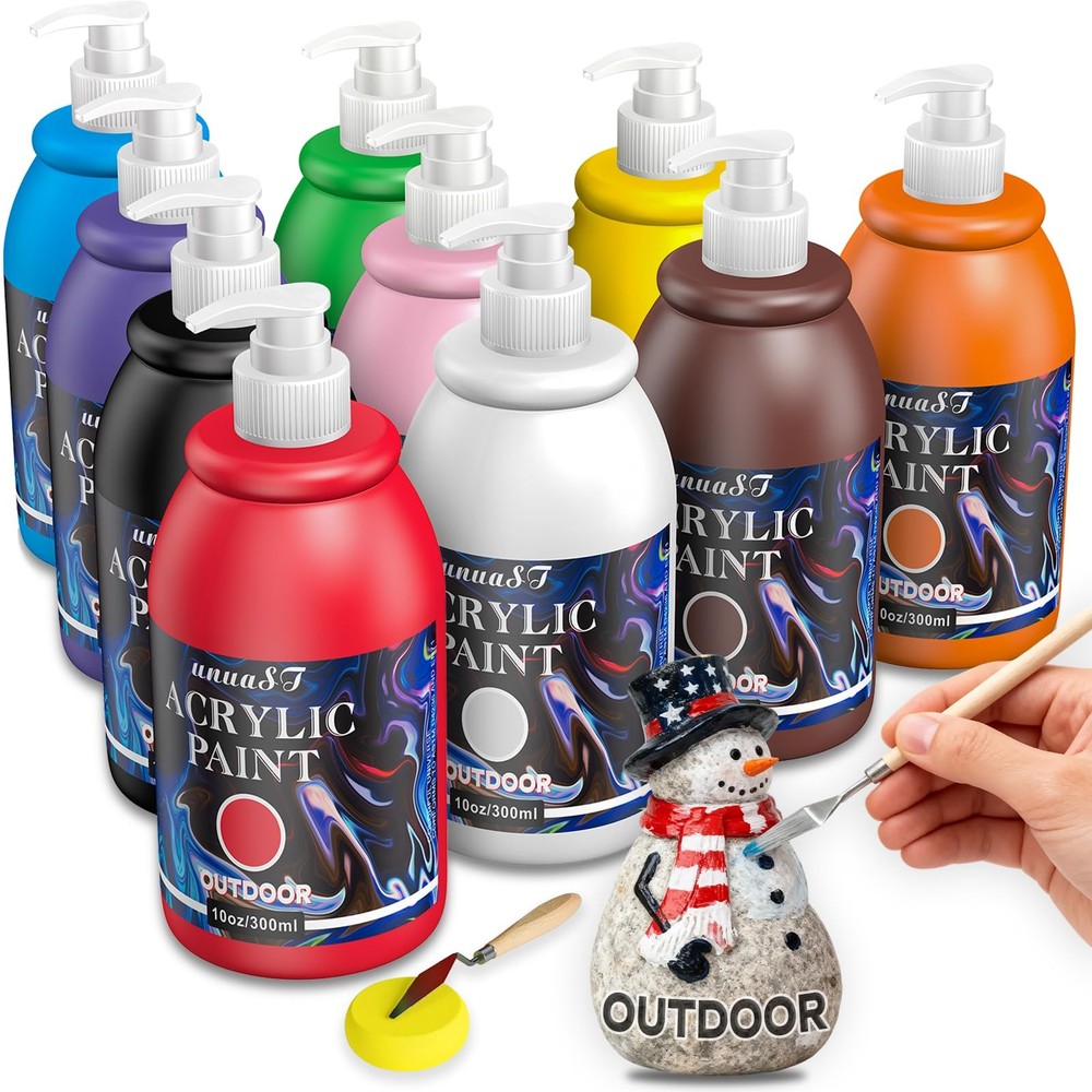 Outdoor Acrylic Paint Waterproof Set, 10 Colors Large Bulk Outdoor Paint with…