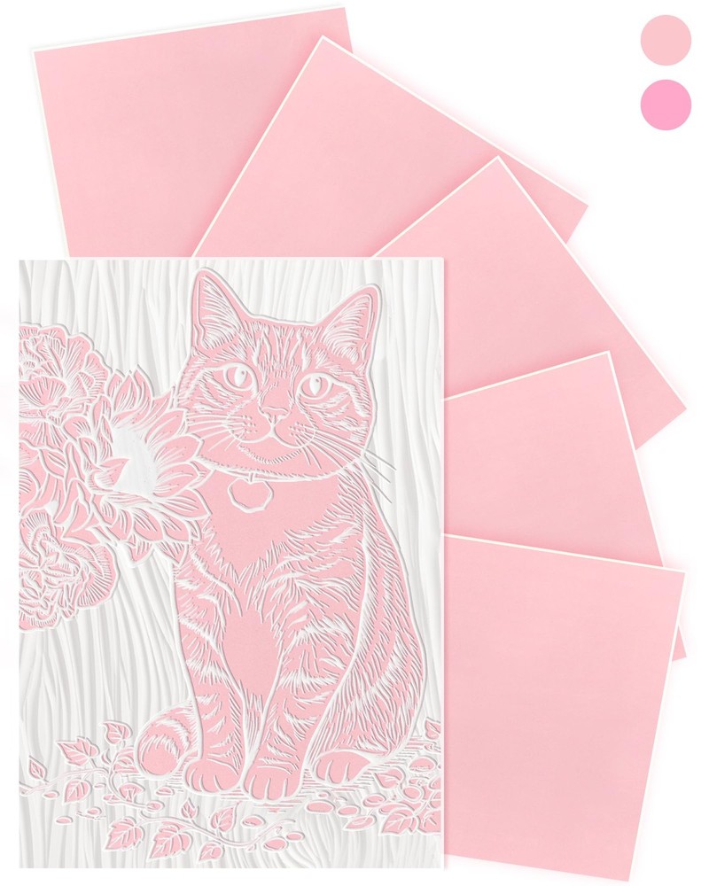 FIVEIZERO 6PCS Rubber Carving Blocks,4″x6″ Linoleum Blocks 4″x6″, Light Pink