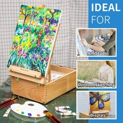 Falling in Art Wooden Tabletop Easel Box, Beechwood Sketchbox Table Easel with S