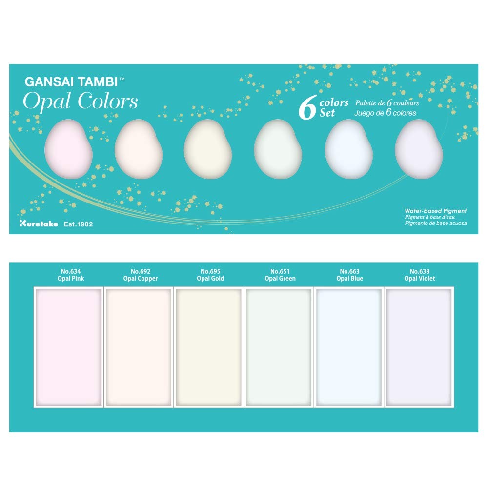 Kuretake Gansai Tambi Watercolors 6 Color Set Opal
