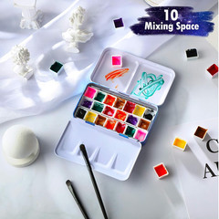 53 Pieces Empty Watercolor Paint Palette Metal Watercolor Tin Box Palette Half T