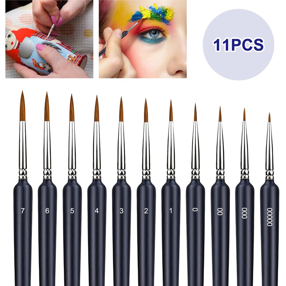 11x Extra Fine Detail Paint Brushes Miniature Model Painting Art Craft Brush Set
