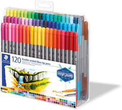 Double-Ended Fiber-Tip Pens, Non-Permanent Ink, Fine & Bold Writing and Coloring