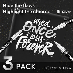 3Pcs Chrome Paint Markers, Silver Permanent Mirror Liquid Chrome Pens for Plasti