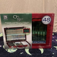 Vintage Loew-Cornell 48 Piece Oil Set Wooden Case Factory Sealed New