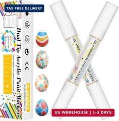 Paint Markers Paint Pens – 2 Pack Dual Tip Acrylic Permanent Marker (0.7mm & 3mm