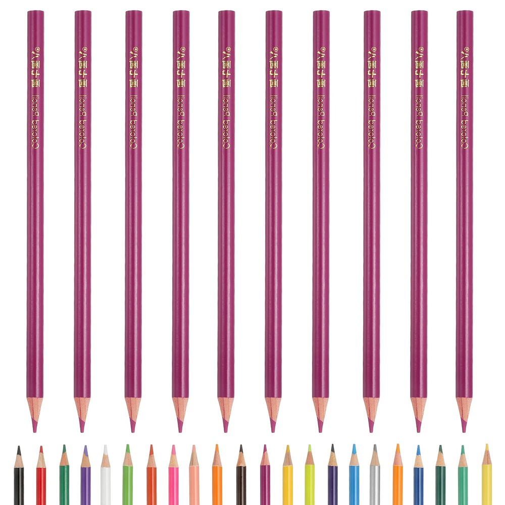 Rose Red Color Drawing Pencils for Adult Coloring Books, 10 Pcs