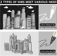 4 Pack Dual Tip Acrylic Paint Markers Pens (0.7mm & 3mm), Non-Toxic, Water-Based