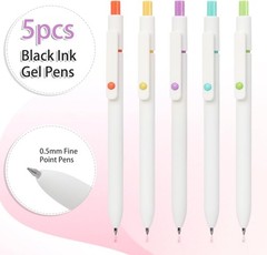 Stylish 5-Count Gel Pens with Quick Dry Ink – Ideal for School & Office Supplies