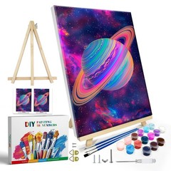 JOOZ Paint by Numbers Kit for Adults with Frame, 8 x 12 inches, Planet 256