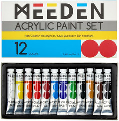 Beginners Acrylic Paint Set: 12 Colors 12Ml/0.41 Fl Oz Heavy Body Art Craft Pain