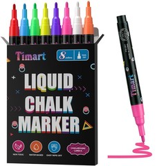 Timart Extra Fine Tip Chalk Markers 8 Pack 1mm Point, Liquid Chalk Pens – Dry