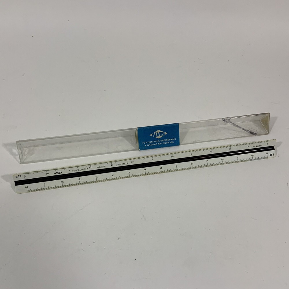 Alvin 740PM 12 Inch Architect Combination Triangular Scale West Germany in Tube