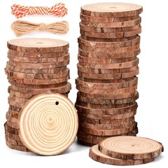 Philorn Wood Slices 50 Pcs 2.4-2.8 Inches Wood Discs for Crafts Unfinished Pr…