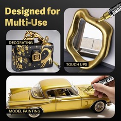 Chrome Gold Paint Pen – 4 Gold Paint Markers (1mm, 3mm, 5mm, 10mm) | Permanen…
