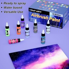 Airbrush Paint Set 36 Colors Water-Based Acrylic for Metal Canvas Plastic