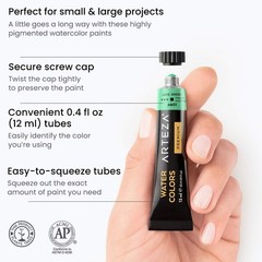Vibrant Watercolor Paints, 12ml Tubes, 60 Colors