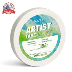 JusArt Artist Tape for Watercolor Paper, 1/2 inch Wide 200FT Long, White Art Tap