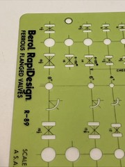 Berol Rapidesign Template – Ferrous Flanged Valves – R-89