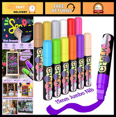 Washable Window Markers for Cars – Jumbo 15mm Liquid Chalk Pens for Art & Events