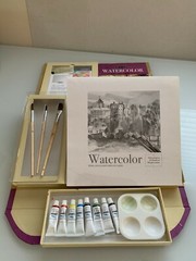 Art on the Go Watercolors Styles & Techniques Painting Kit, Brushes, Pad, Book