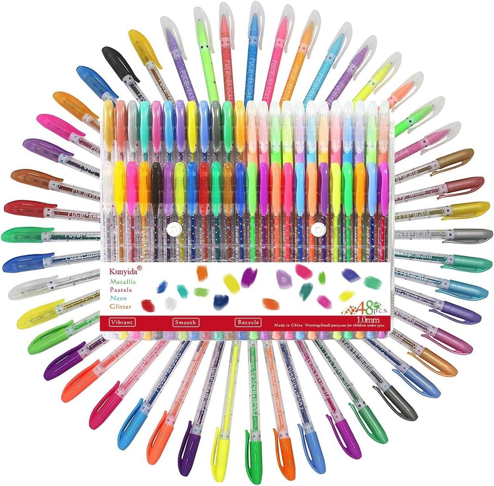 Coloured Gel pens, pens Set, Including 48 Piece Neon, Metallic