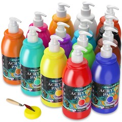 unuaST Acrylic Paint Sets for Adults, 14 Colors 10 Fl Oz (Pack of 14), Clear