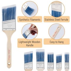 Paint Brushes 6-Pack Angle Brushes in Assorted Sizes for All Latex and Oil Paint