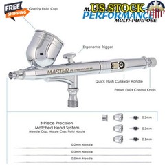 Pro Airbrush Kit 3 Nozzle Set Dual-Action Gravity Feed Ideal Hobbies Art New