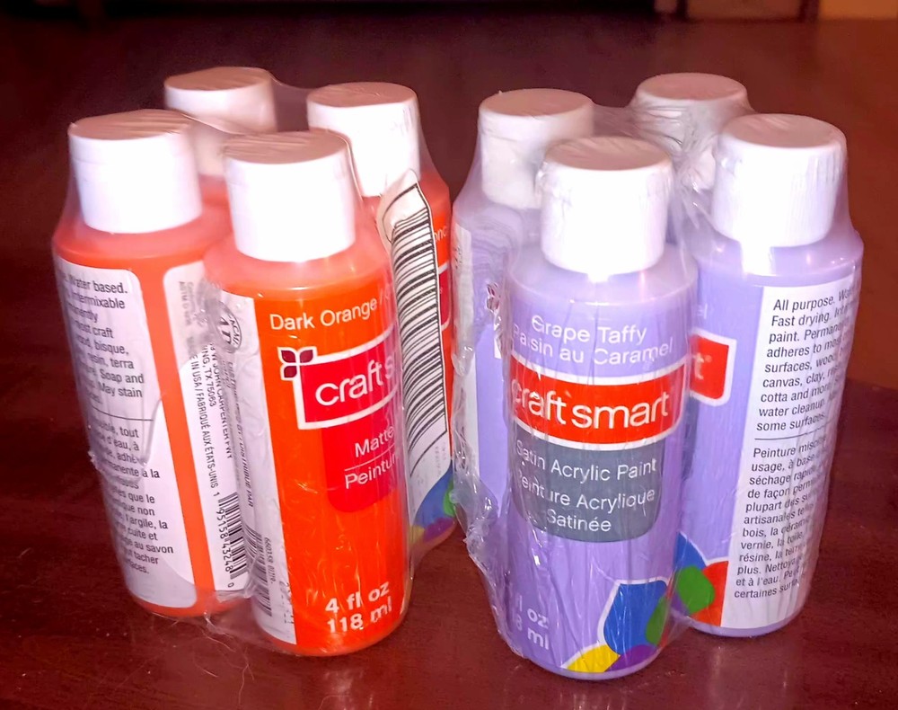 8 X 4oz. Acrylic Craft Paint, Satin Finish, Dark Orange & Grape Taffy Multi-fast