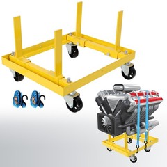 750lbs Capacity Rolling Engine Stand, Adjustable Width & Length, 2 Buckle Straps