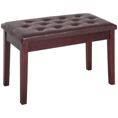 Duet Piano Bench Birchwood & Faux Leather Comfortable Seating for Two Elegant Br